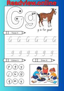 Letter G tracing and drawing activity