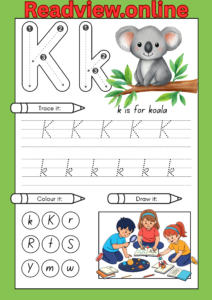 Letter K learning activity for kids